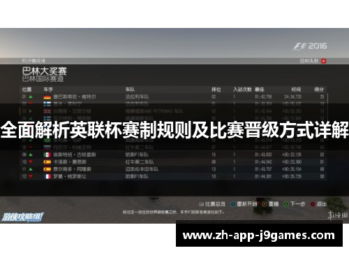全面解析英联杯赛制规则及比赛晋级方式详解