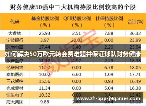 如何解决50万欧元转会费难题并保证球队财务健康 如何解决50万欧元转会费难题并保证球队财务健康